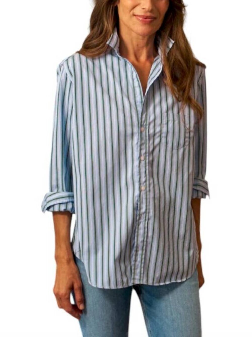 Frank & Eileen Light Blue and White Vertical Stripe Button-Down Shirt - Picture 2 of 5
